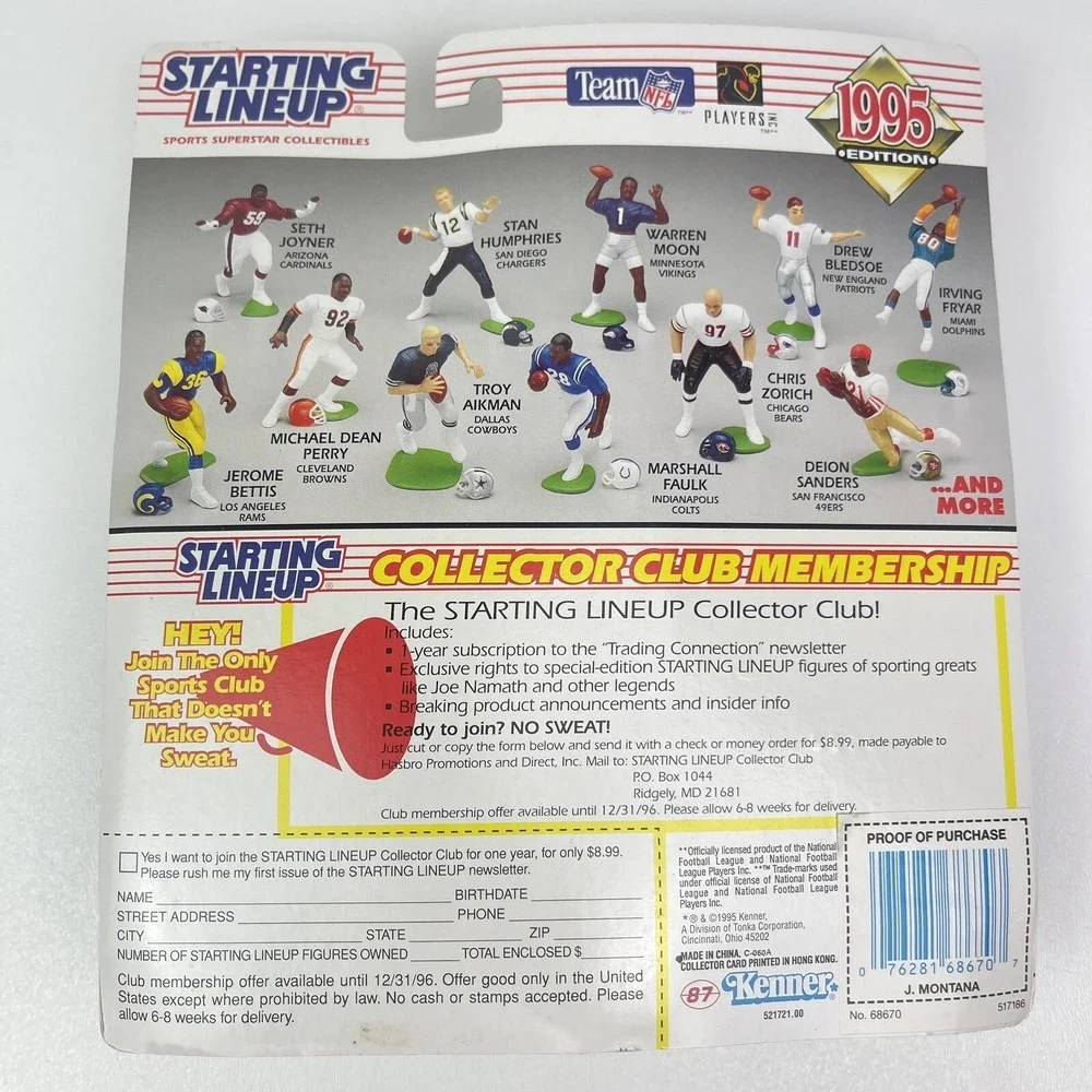1995 Kenner Starting Lineup JOE MONTANA Retirement Edition Kansas City Chiefs